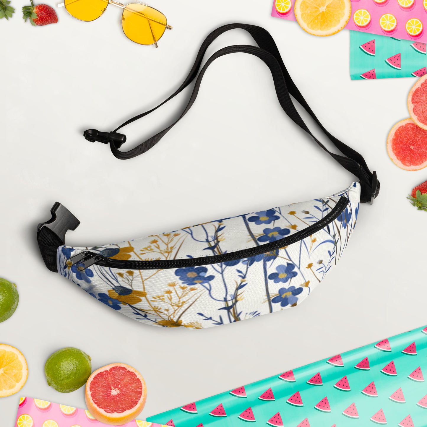 Blue Wild Flowers Fanny Pack