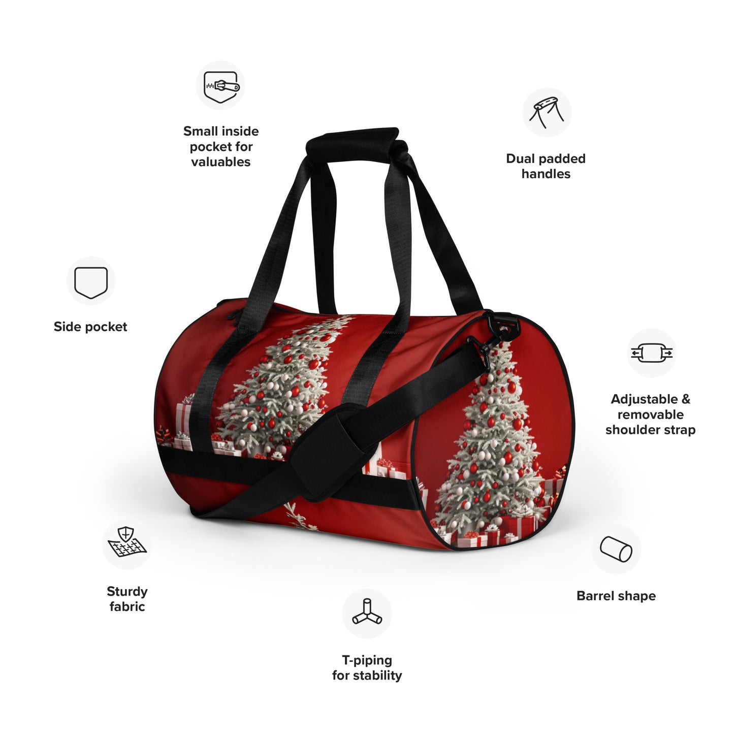 Christmas Red All-over print gym bag