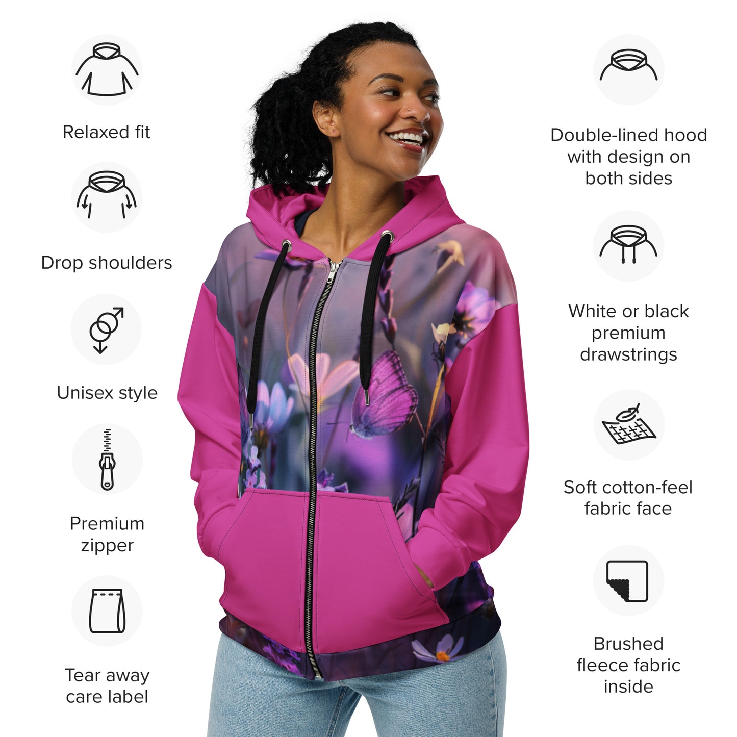 Purple BB Unisex zip hoodie