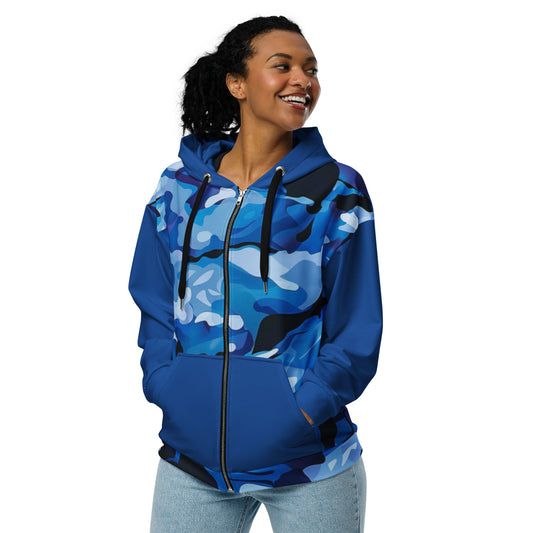 Camo Blue Unisex zip hoodie