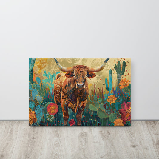 Bull Wild Flowers Thin canvas